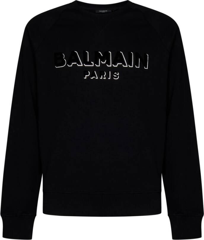 Balmain Zwarte Sweatshirt van Biologisch Katoen met 3D Logo Print Zwart Heren