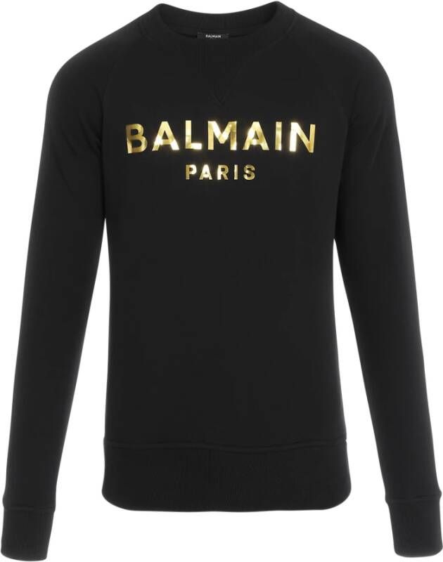 Balmain Eco-ontworpen katoenen sweatshirt met Paris-logo print Yellow Heren