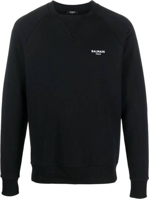 Balmain Zwarte Sweaters met Logo Black Heren