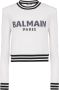 Balmain Sweatshirts Bijgesneden wollen sweatshirt met logo White Black Dames - Thumbnail 1