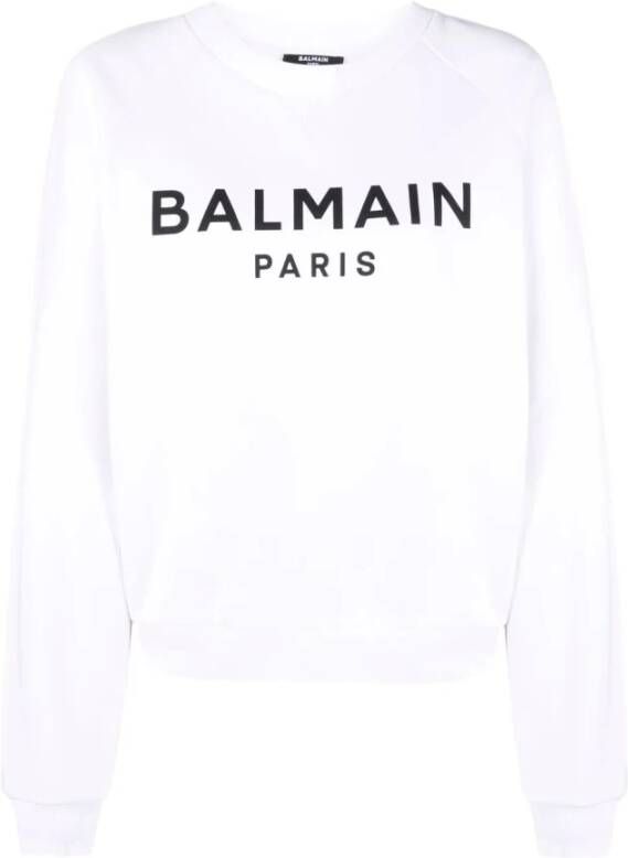 Balmain Ecologisch ontworpen katoenen sweatshirt met logo-print White Dames