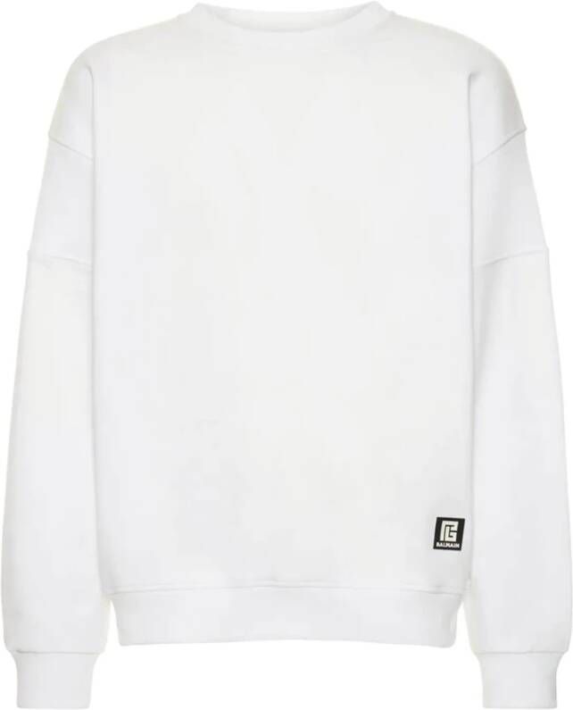 Balmain Logo Sweatshirt met Zijpatch Detail White Heren