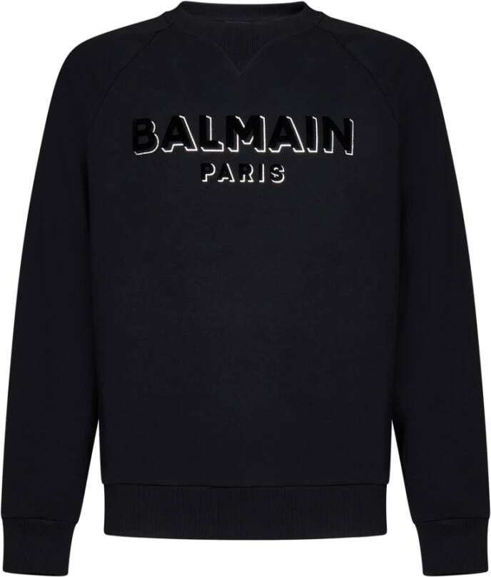 Balmain Zwarte Sweatshirt van Biologisch Katoen met 3D Logo Print Zwart Heren