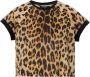 Balmain Geknipt linnen T-shirt met luipaardprint Brown Dames - Thumbnail 1