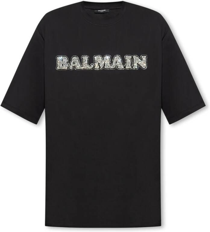 Balmain T-shirt met kristallen applicatie Zwart Heren