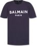 Balmain Katoenen T-shirt met geflockte medaillon Blue Heren - Thumbnail 1