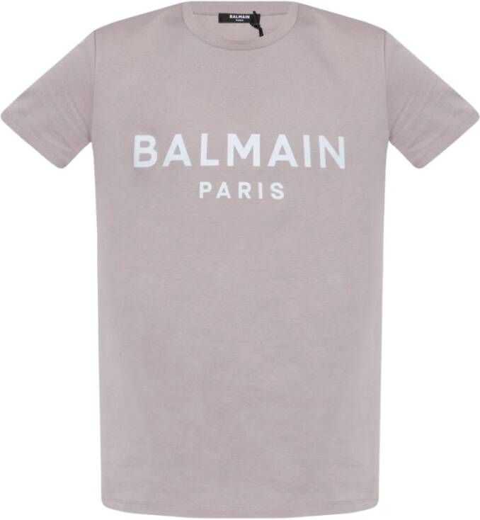 Balmain Katoenen bedrukt Paris-logo T-shirt Gray Heren
