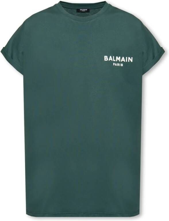 Balmain T-shirt met logo Groen Dames