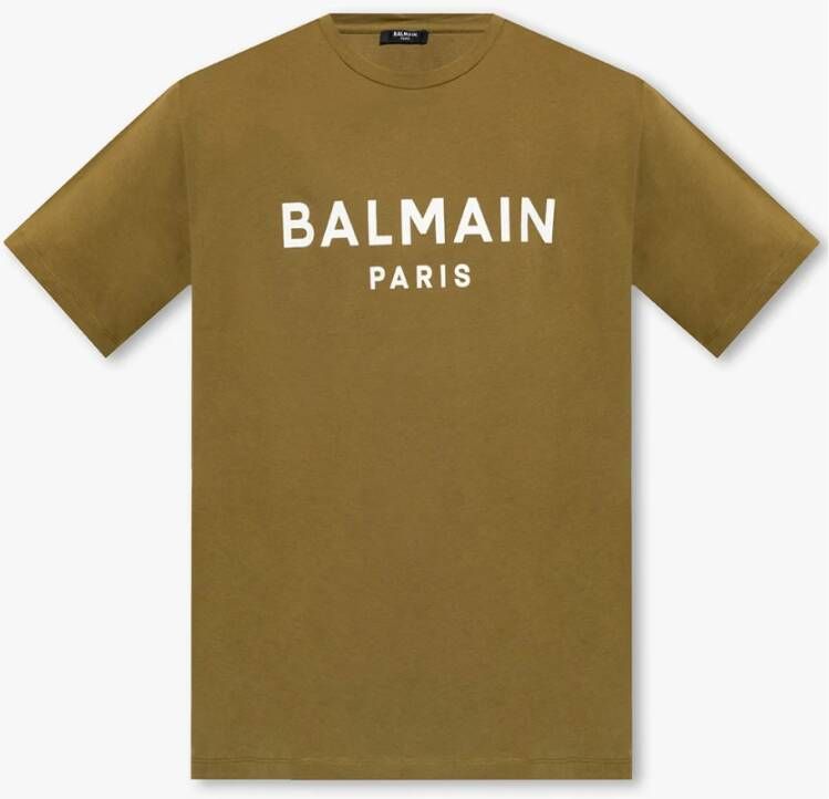 Balmain T-shirt met logo Groen Heren
