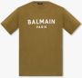 Balmain Eco-verantwoord katoenen T-shirt met logo print Groen Heren - Thumbnail 1