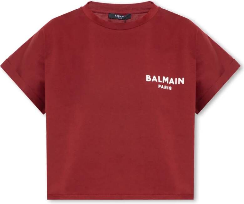 Balmain T-shirt met logo Rood Dames