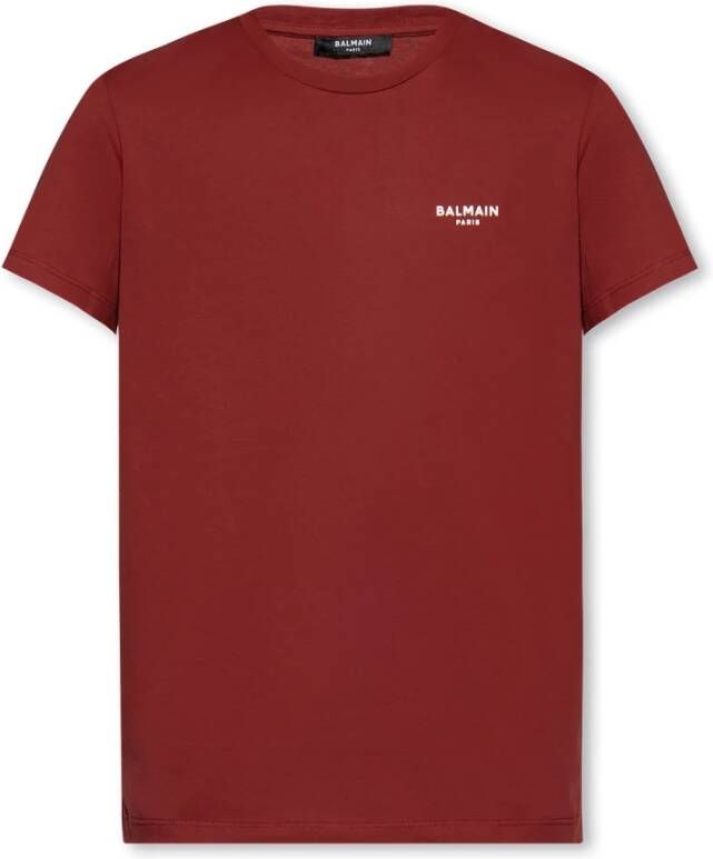 Balmain T-shirt met logo Rood Heren