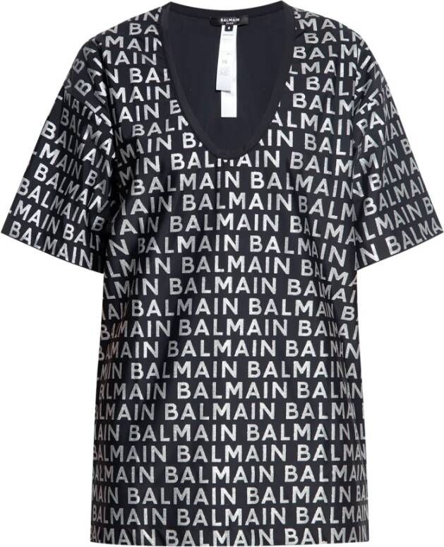Balmain T-shirt met logo Zwart Dames