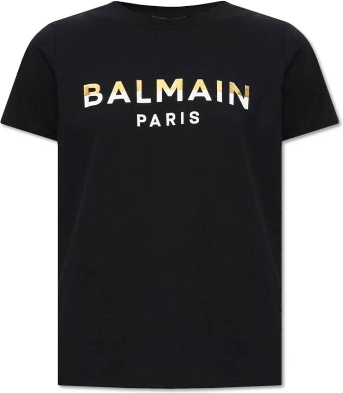 Balmain Klassieke pasvorm Zwarte T-shirts en Polos Black Dames