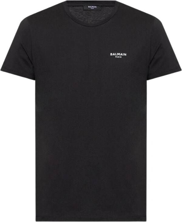 Balmain Zwart Logo-Print Biologisch Katoenen T-shirt Black Heren