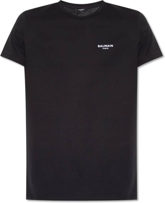 Balmain Zwart Mini Logo T-Shirt voor Heren Black Heren