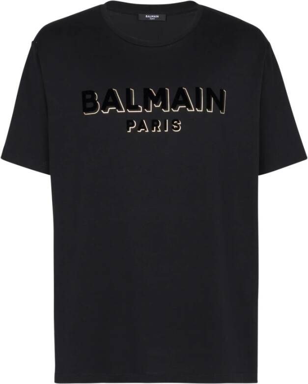 Balmain T-shirt met metallic flockprint Zwart Heren