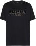 Balmain Zwart Biologisch Katoenen T-Shirt met Flock Logo Black Heren - Thumbnail 1