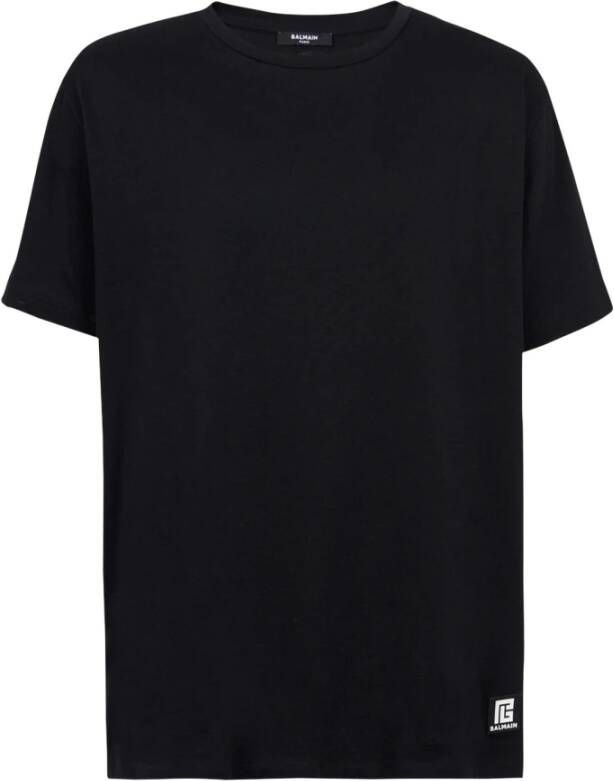 Balmain Oversized ecodesigned katoenen T-shirt met logoprint Black Heren