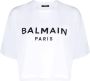 Balmain Ecologisch verantwoord kortgeknipt katoenen T-shirt met logoprint White Dames - Thumbnail 8