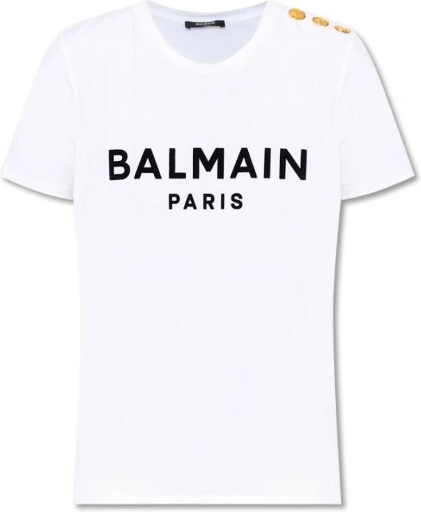Balmain Logo T-shirt White Dames