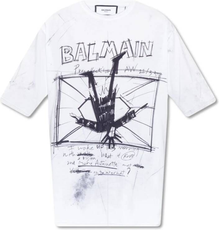 Balmain T-shirt met grafische print Wit