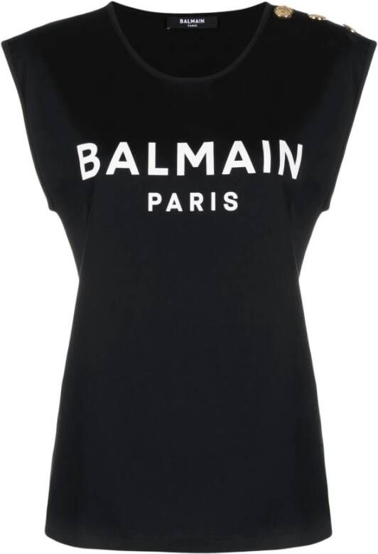 Balmain Ecologisch ontworpen katoenen T-shirt met logoprint Zwart Dames