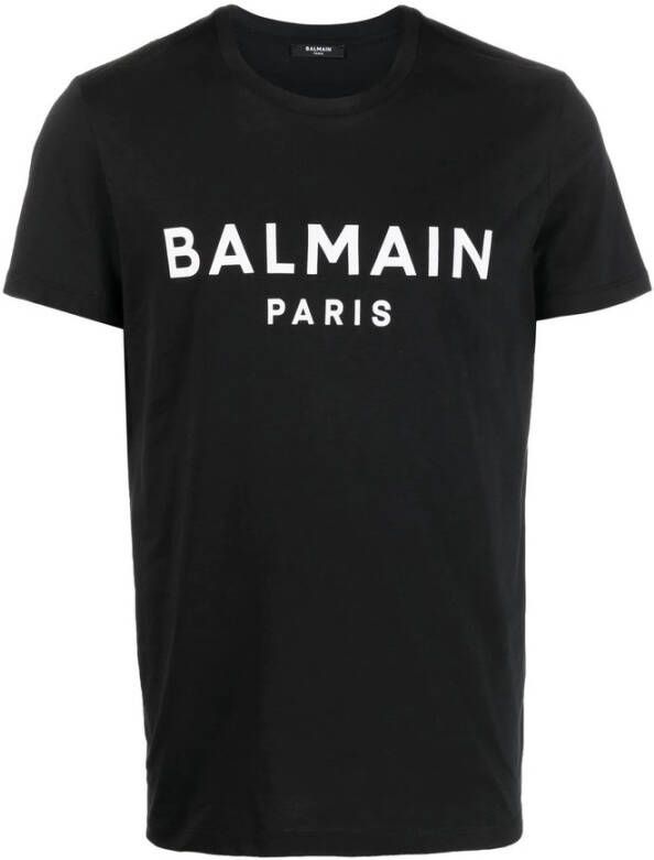 Balmain Ecologisch ontworpen katoenen T-shirt met Paris logo print Black Heren