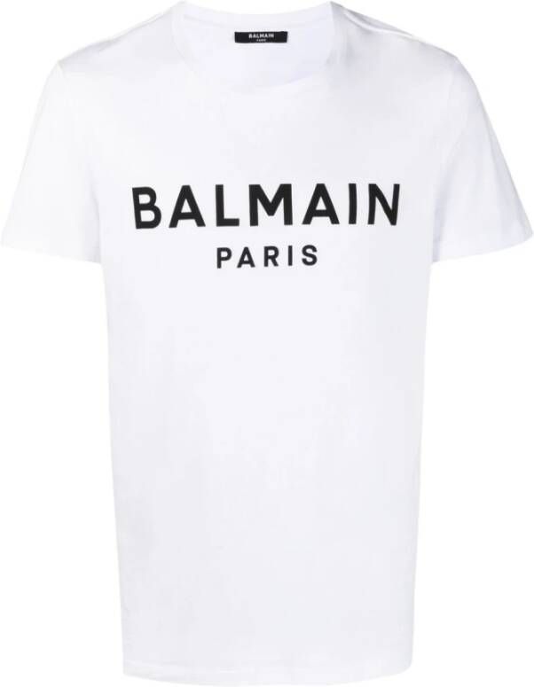 Balmain Wit Logo-Print T-Shirt White Heren