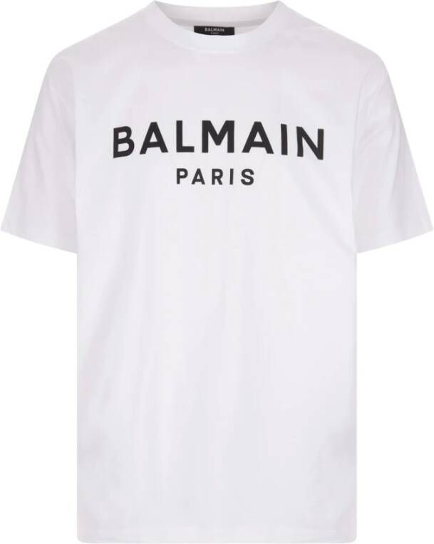Balmain T-shirt en coton éco-responsable imprimé logo Wit Heren