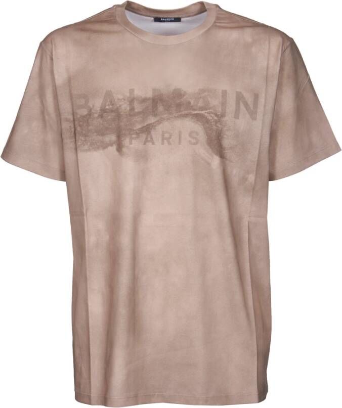 Balmain Duurzaam Katoenen T-shirt met Woestijnthema Beige Heren