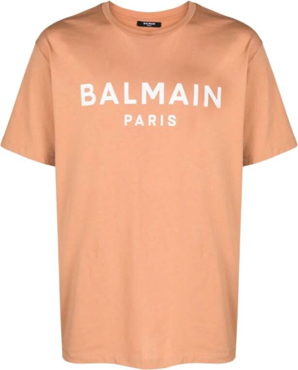 Balmain T-shirts and Polos Brown Beige Heren
