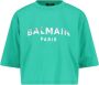 Balmain Groene T-shirts en Polos met Logo Print Groen Dames - Thumbnail 1