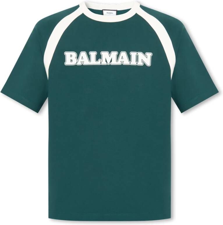 Balmain Retro Logo Jersey T-Shirt Zwart