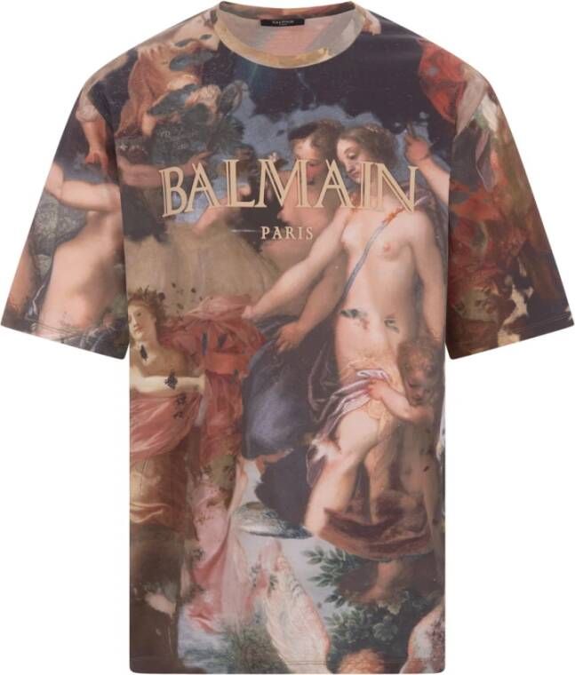 Balmain MultiColour Oversized T-shirt met Pastel Print Meerkleurig Heren
