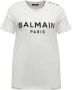 Balmain Ecologisch ontworpen katoenen T-shirt met logo-opdruk Wit Dames - Thumbnail 1
