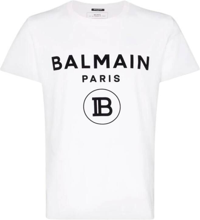 Balmain Fluffy Logo Slim Fit Zwart T-Shirt Black Heren