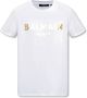 Balmain Wit Biologisch Katoenen T-Shirt met Gouden Logo Print Wit Heren - Thumbnail 3