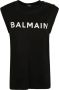Balmain Eco-verantwoord katoenen T-shirt met logo print Zwart Dames - Thumbnail 1