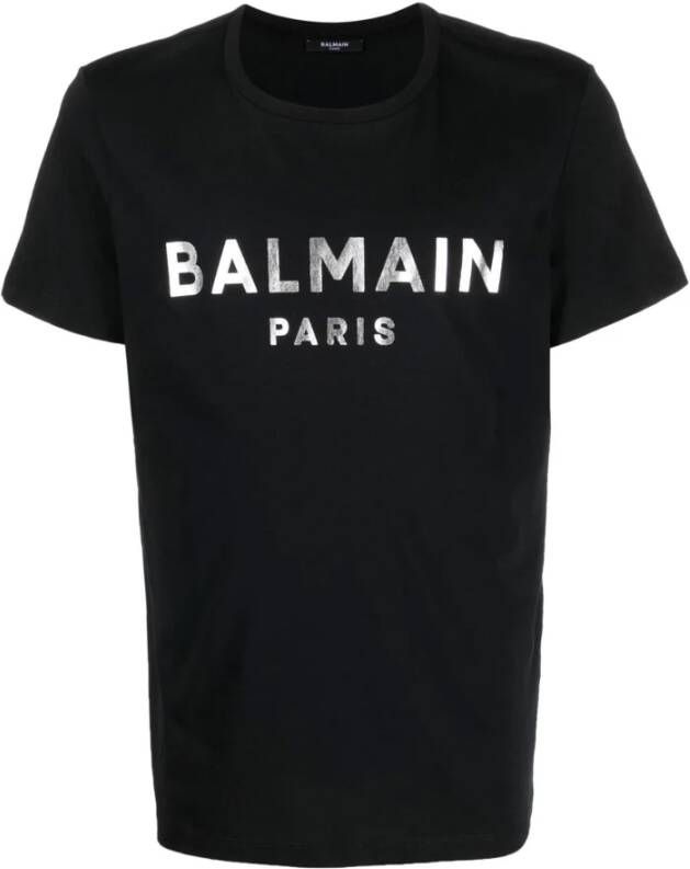 Balmain Dames Katoenen T-shirt met Bedrukt Logo Zwart Dames