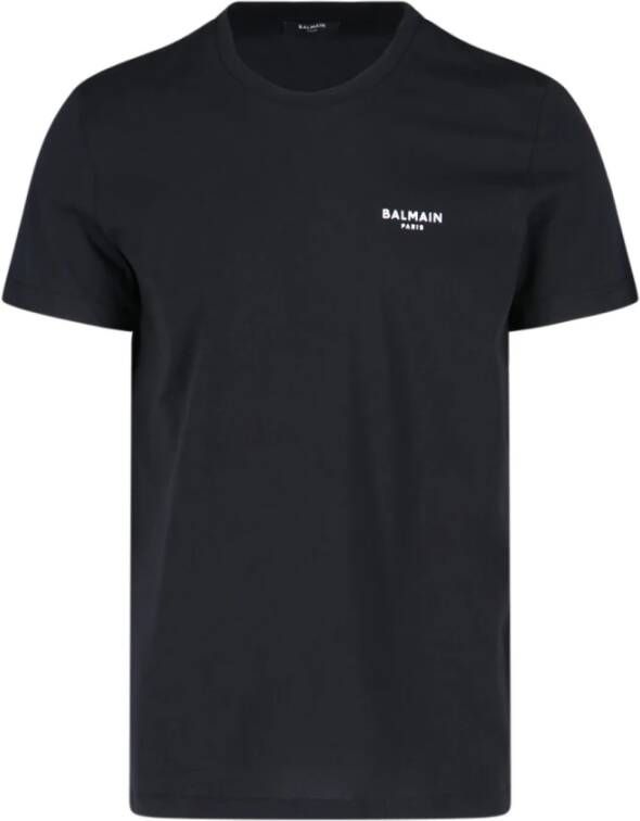 Balmain Zwart Logo-Print Biologisch Katoenen T-shirt Black Heren