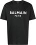 Balmain Biologisch katoenen T-shirt met wit logo print Black Heren - Thumbnail 1