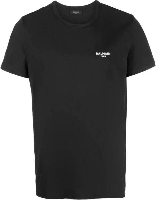Balmain Zwart Mini Logo T-Shirt voor Heren Black Heren