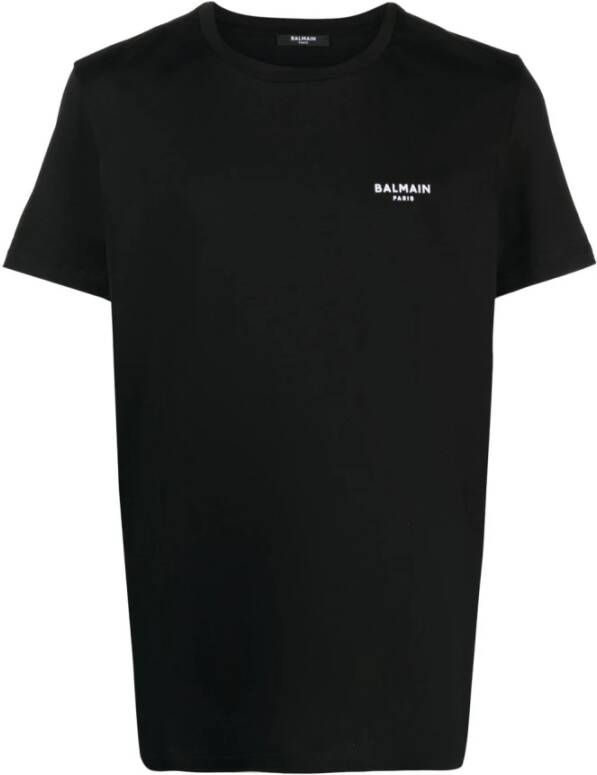 Balmain Zwart Mini Logo T-Shirt voor Heren Black Heren