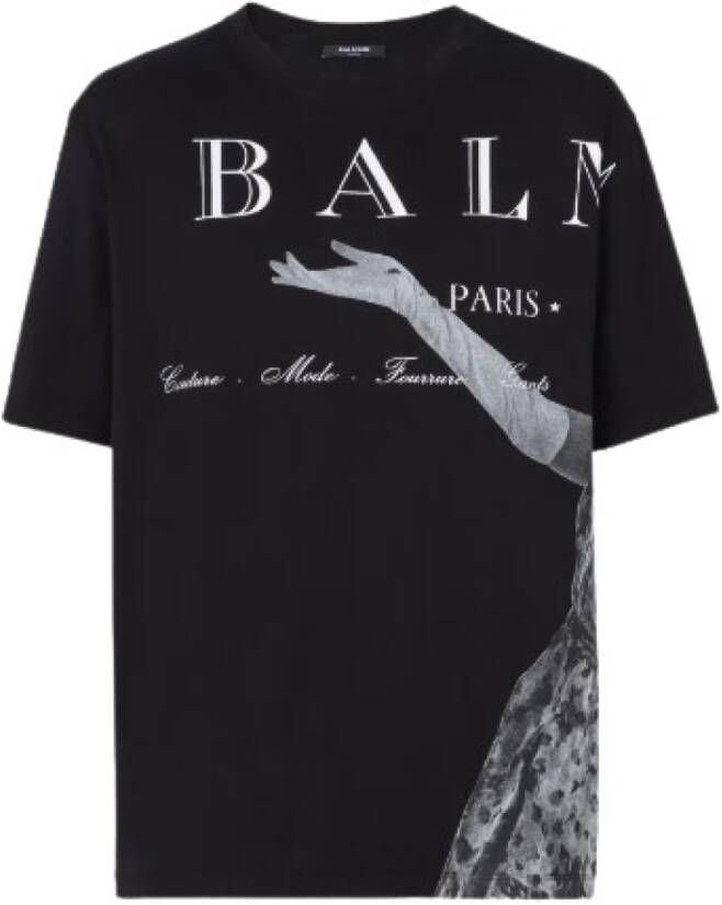 Balmain Jolie Madame Bedrukt T-Shirt Ruime Pasvorm Black Heren