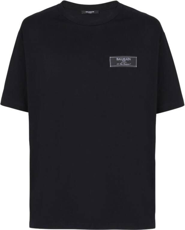 Balmain Stijlvolle Zwarte Biologisch Katoenen T-Shirt voor Heren Black Heren