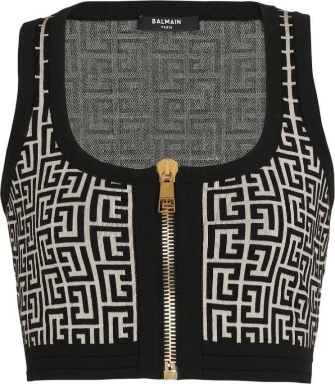 Balmain Top Black Zwart Dames