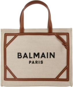 Balmain Hobo bags Army Medium Canvas & Logo Shopper in fawn