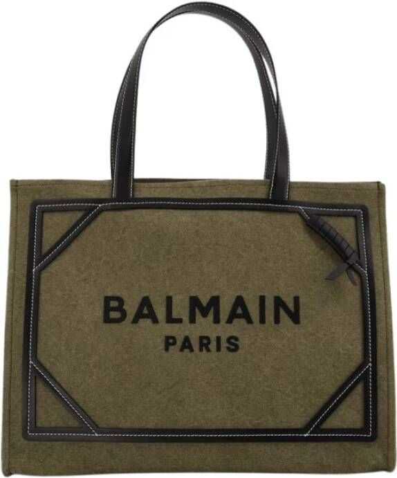 Balmain B-Army 42 canvas tote bag with leather details Green Dames