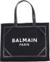 Balmain B-Army 42 monogrammed canvas and smooth leather tote bag Zwart Dames - Thumbnail 1